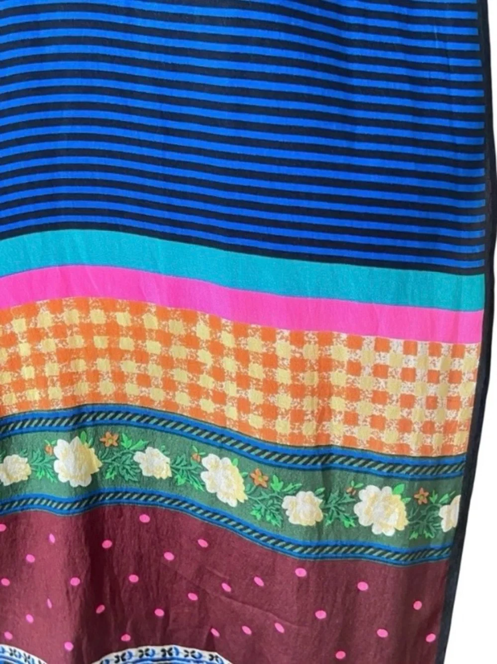 Vintage Kenzo Multi Print Silk Oblong Scarf